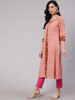 Thumbnail for Aks Striped Cotton Kurta With Jacket - Distacart