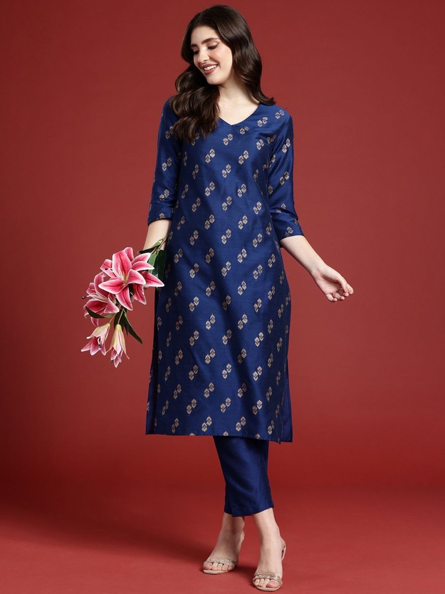 Anouk Women Floral Printed Regular Kurta With Trousers - Distacart