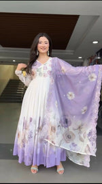 Thumbnail for Teeya Creation Multi Color Faux Georgette Digital print With Embroidery Gown
