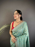 Thumbnail for Joban Fashion Sea Green Bandhej Bandhani Vichitra Silk Bandhani Prints Saree
