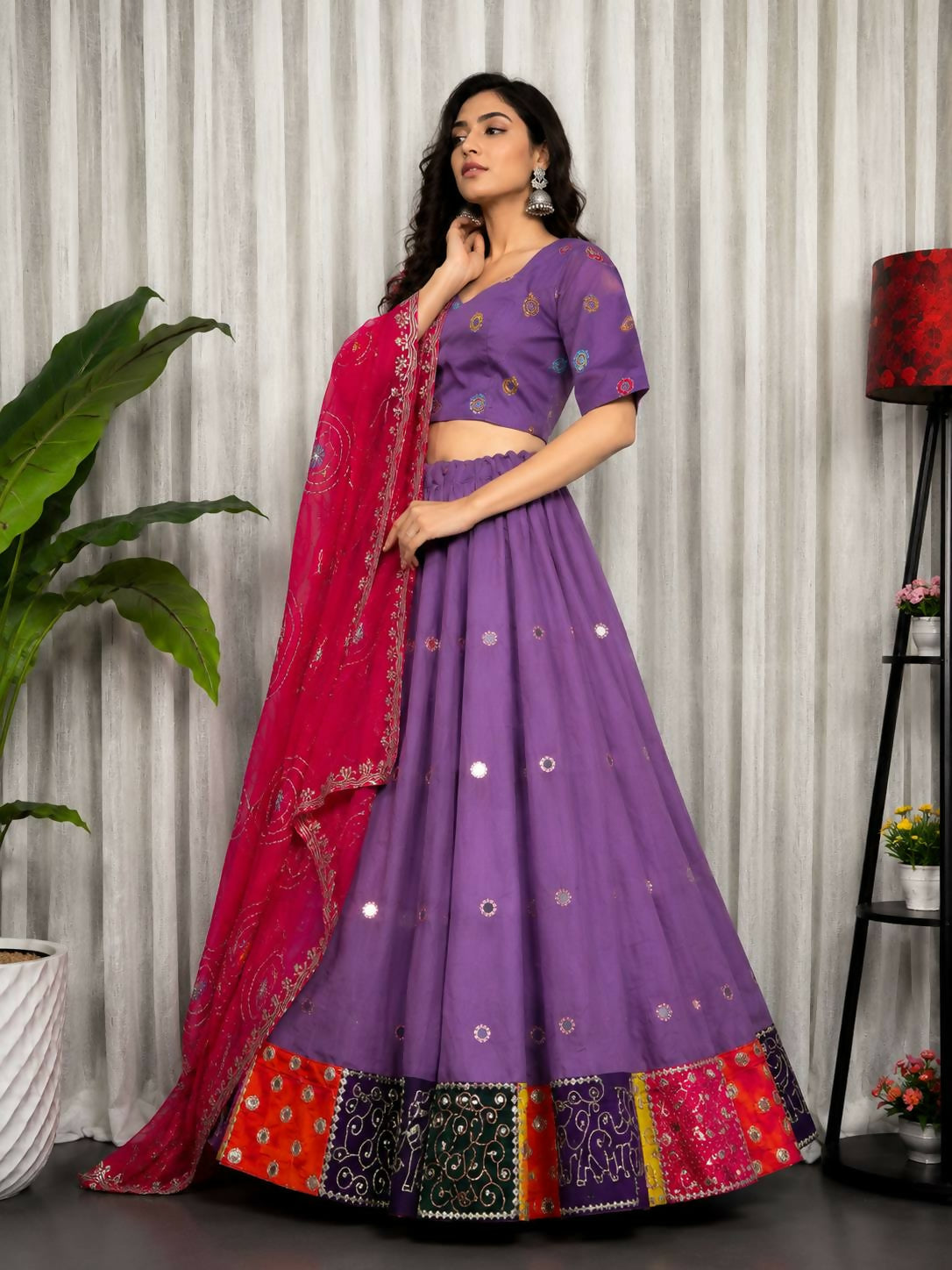 Lehenga Mart Lavender Designer Navratri Lehenga Choli for Women - Dista