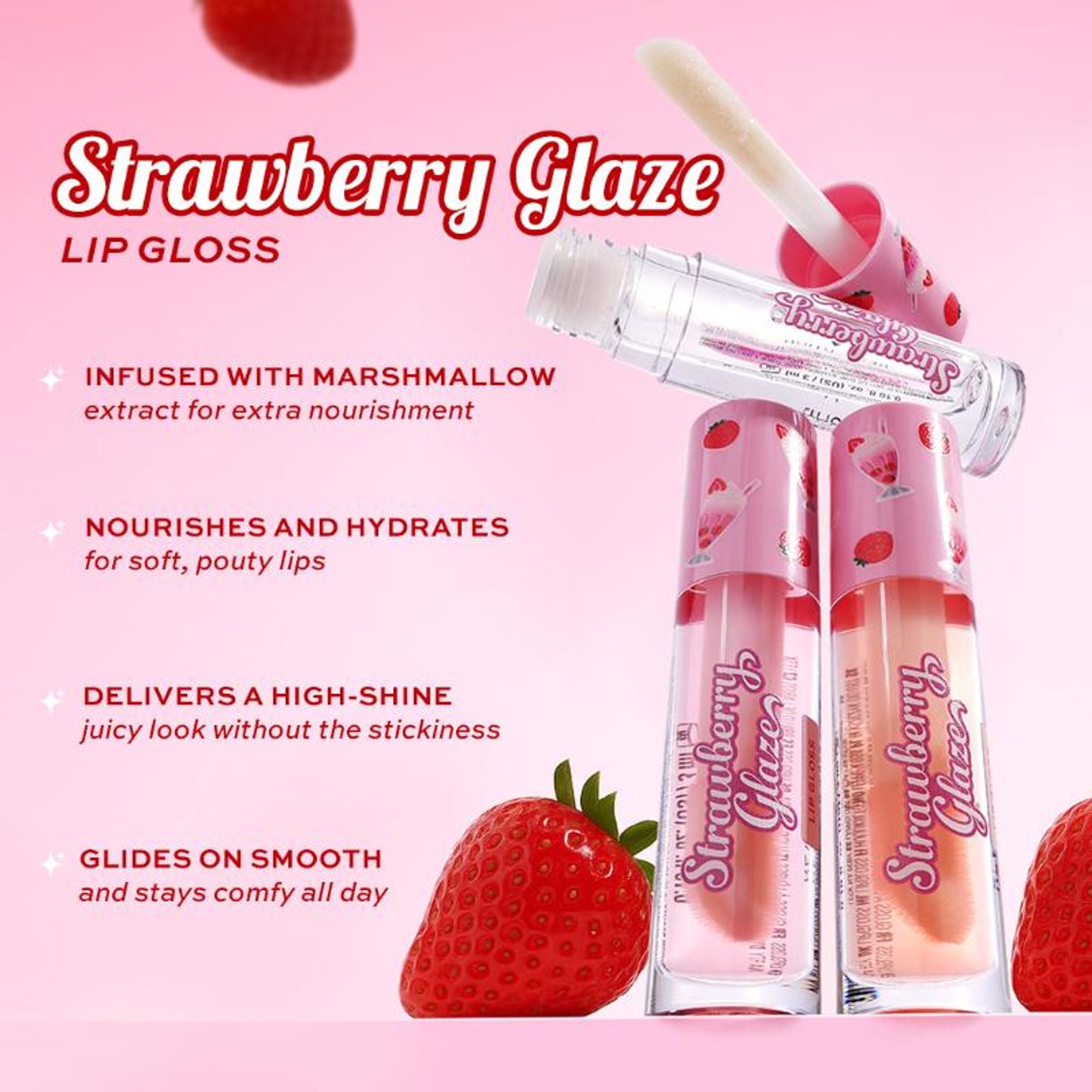 Makeup Revolution Strawberry Glaze Lip Gloss - Udderly Obsessed - Distacart