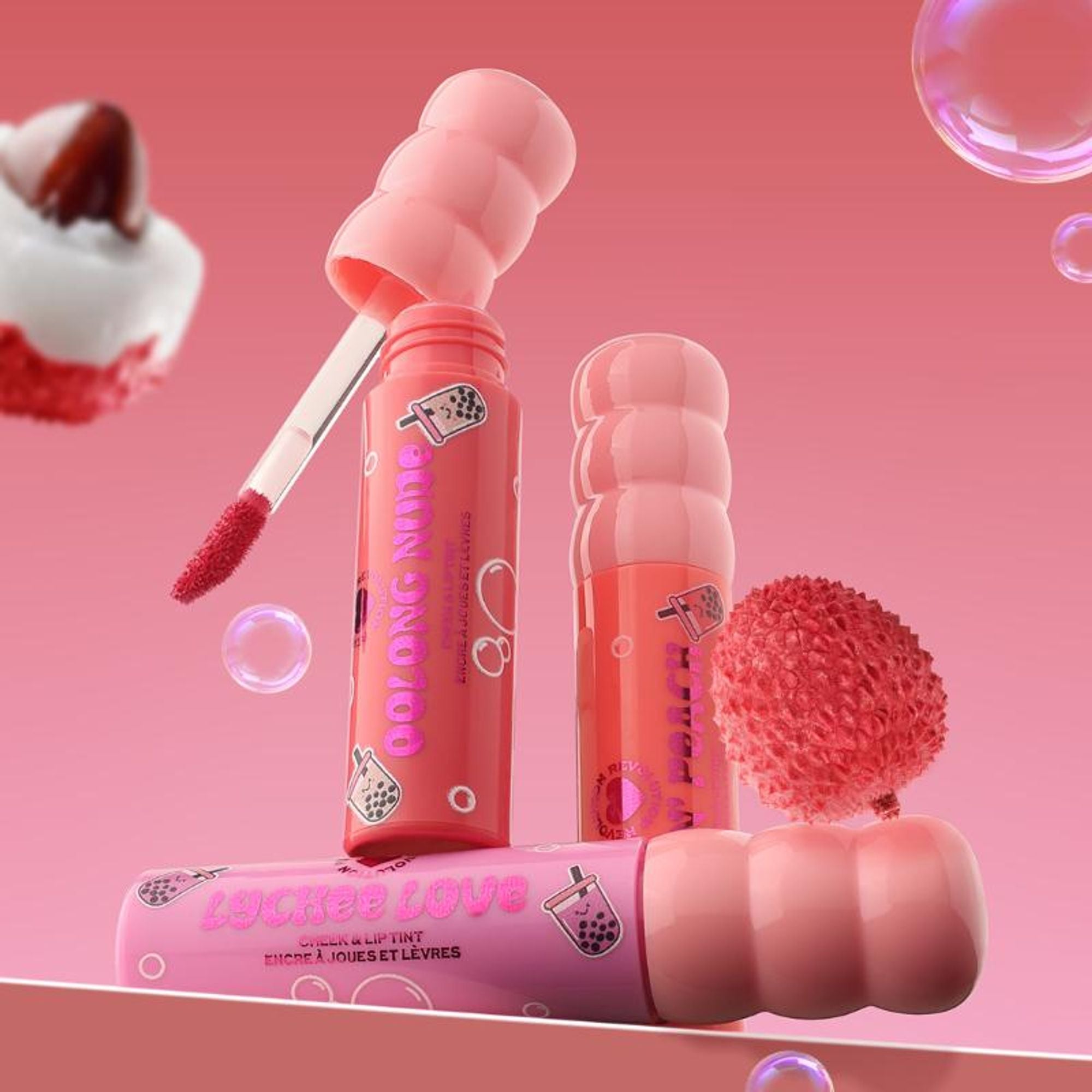 Makeup Revolution Bubble Tea Milky Blush + Lip Tint - Lychee Love Pink