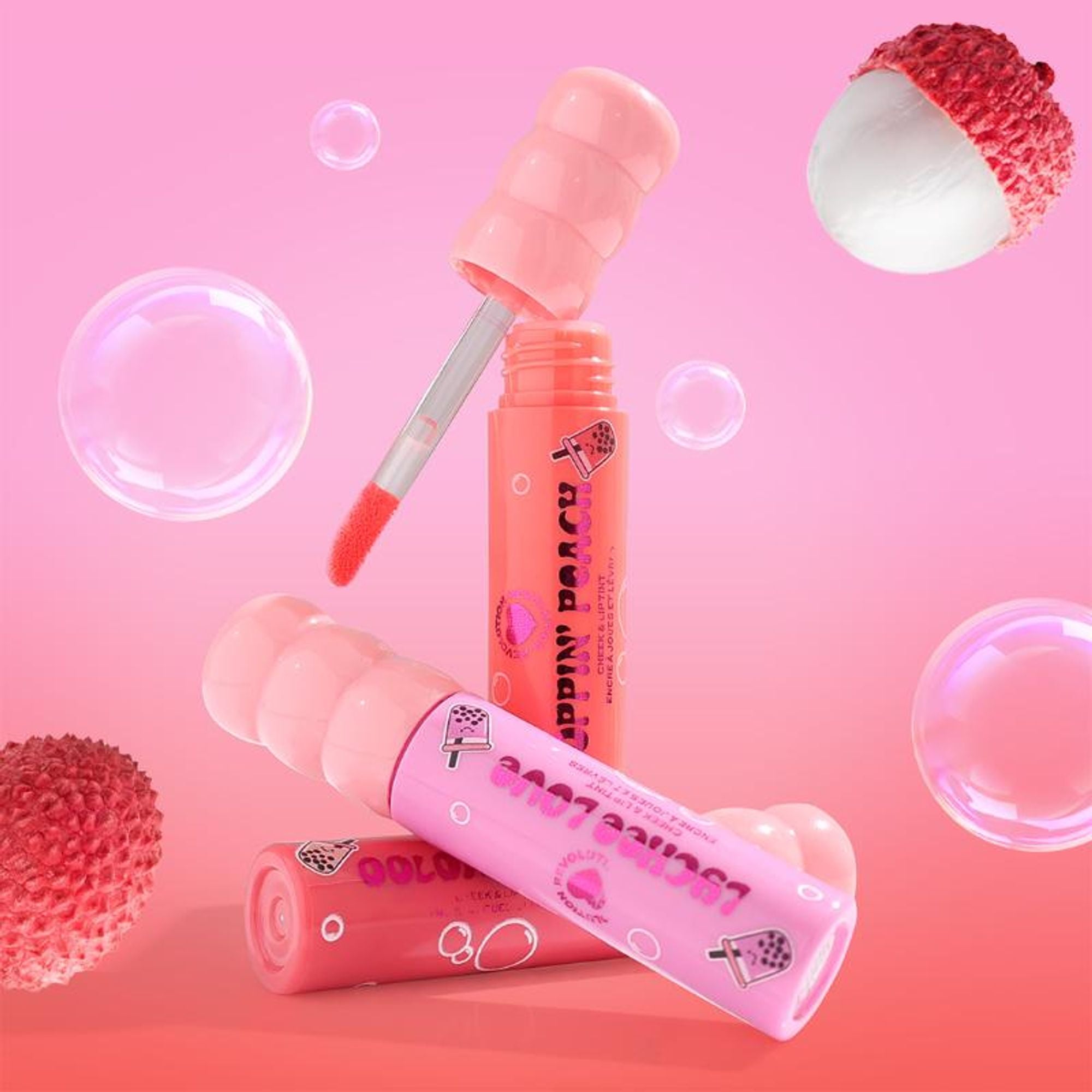 Makeup Revolution Bubble Tea Milky Blush + Lip Tint - Poppin' Peach - Distacart