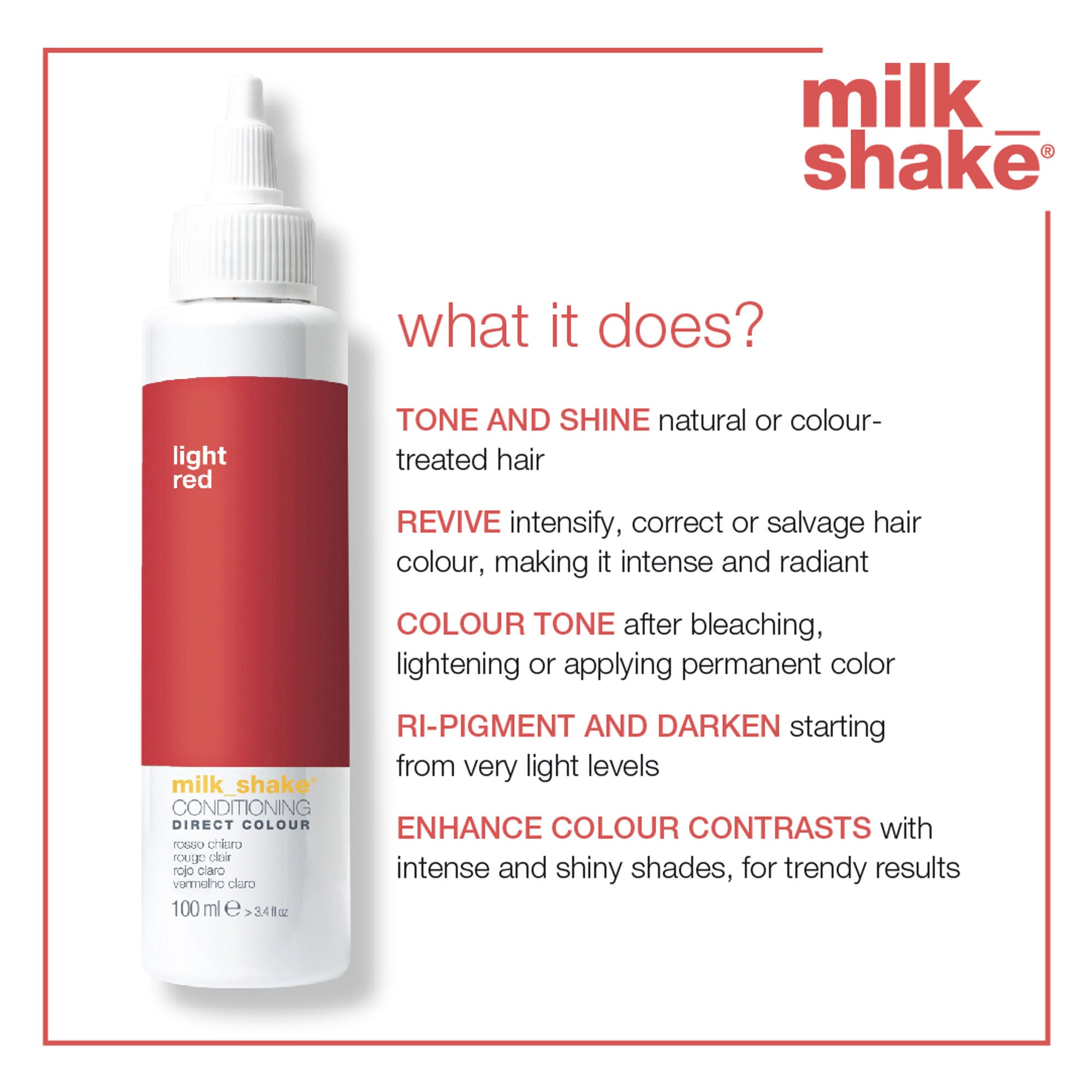 milkshake ammonia free conditioning direct color light red