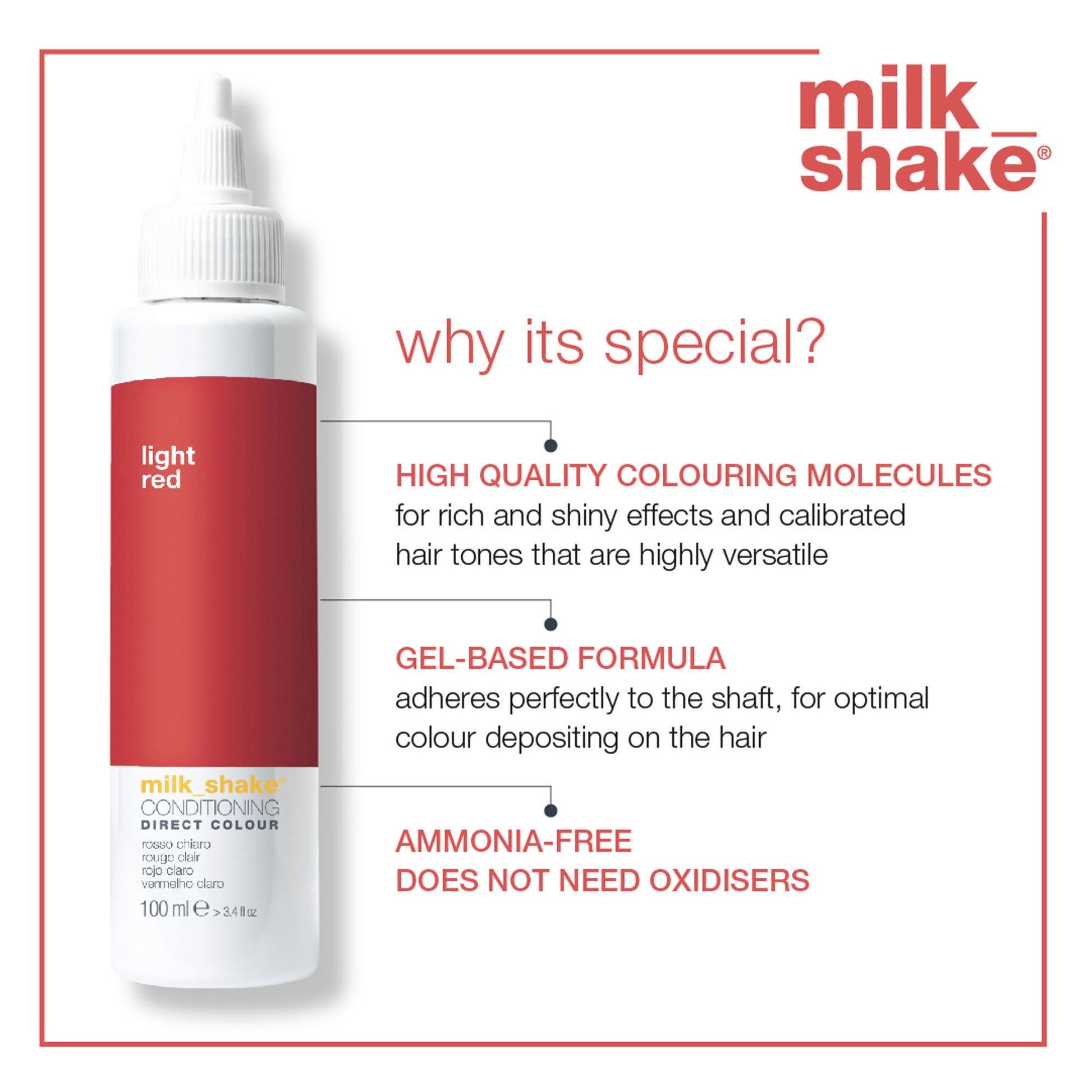 milkshake ammonia free conditioning direct color light red