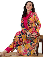 Thumbnail for Anouk Floral Printed V-Neck Empire Anarkali Kurta & Trousers With Dupatta - Distacart