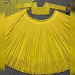 Thumbnail for Jyoti Fashion Women's Yellow Faux Georgette 3MM Sequins Embroidered Designer Lehenga Choli Set - Distacart