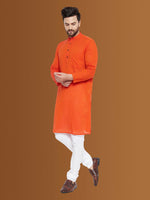 Thumbnail for Even Apparels Men's Pure Cotton Orange Striped Kurta - Distacart