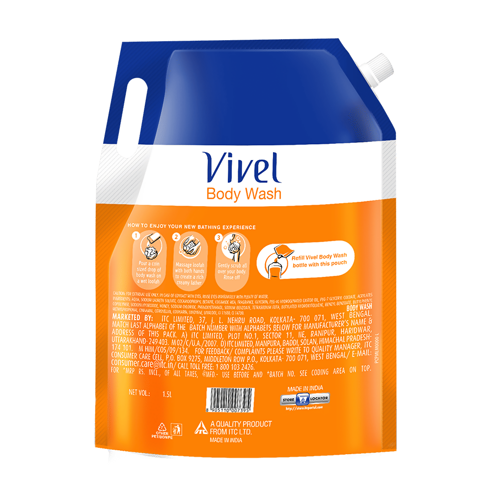 Vivel Moisturizing Body Wash Glycerin & Honey Shower Gel Supersaver XL Refill Pouch - Distacart