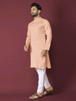 Thumbnail for Anaita Orange Solid Soft Jacquard Silk Straight Kurta - Distacart