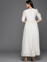 Thumbnail for Ahalyaa Women's Off white Chanderi Gold Pasted Dress - Distacart