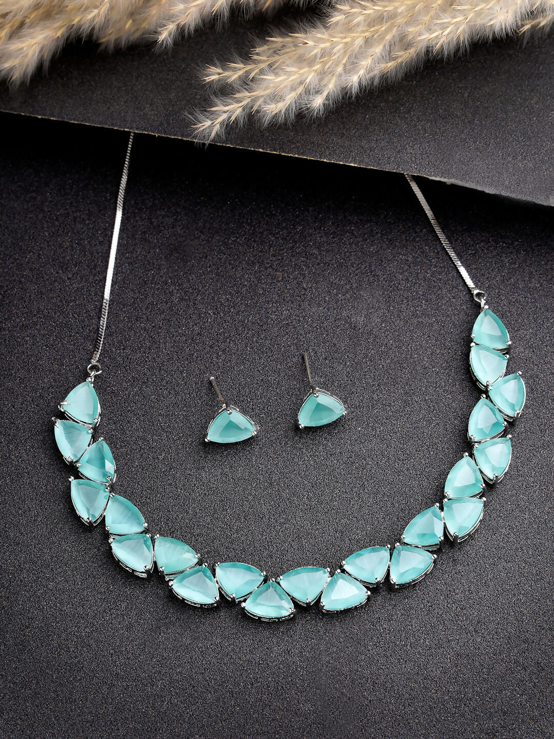 NVR Women's Green Artificial Stones Studded Handcrafted Jewellery Set - Distacart