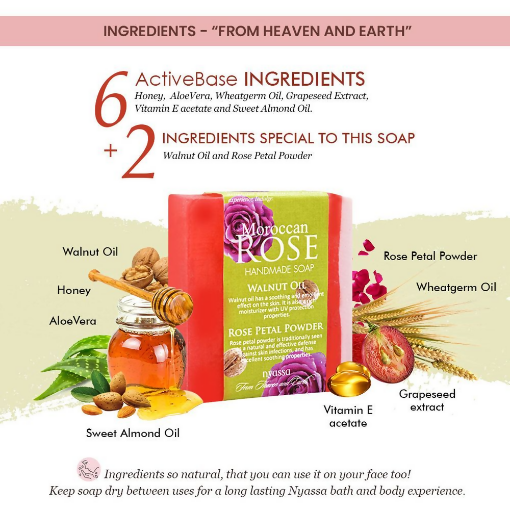 Nyassa Moroccan Rose Soap Walnut Oil & Rose Powder - Distacart
