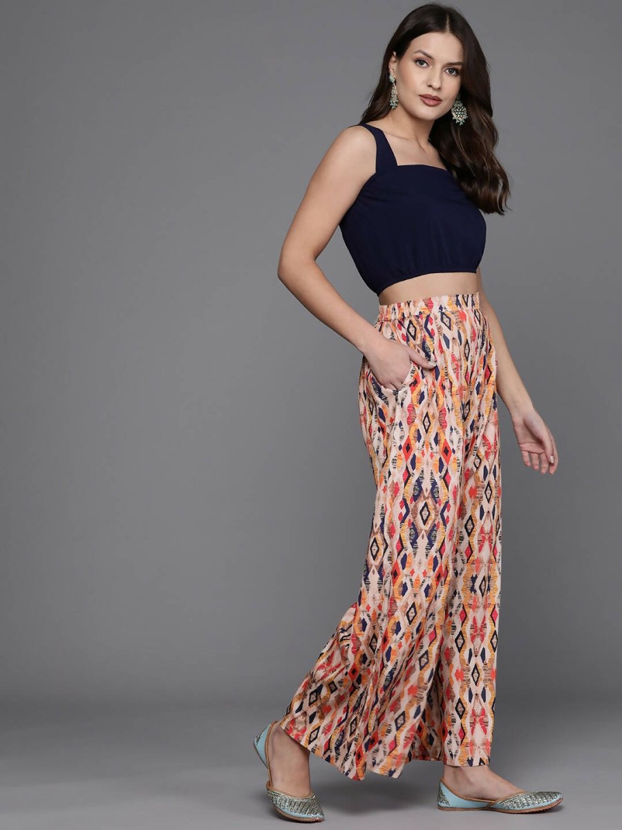 Ahalyaa Women Printed Ethnic Co-Ords - Blue Color - Distacart