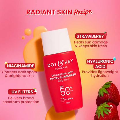 Dot & Key Strawberry Dew Tinted Sunscreen SPF 50+ PA++++ 03 Sand - Distacart
