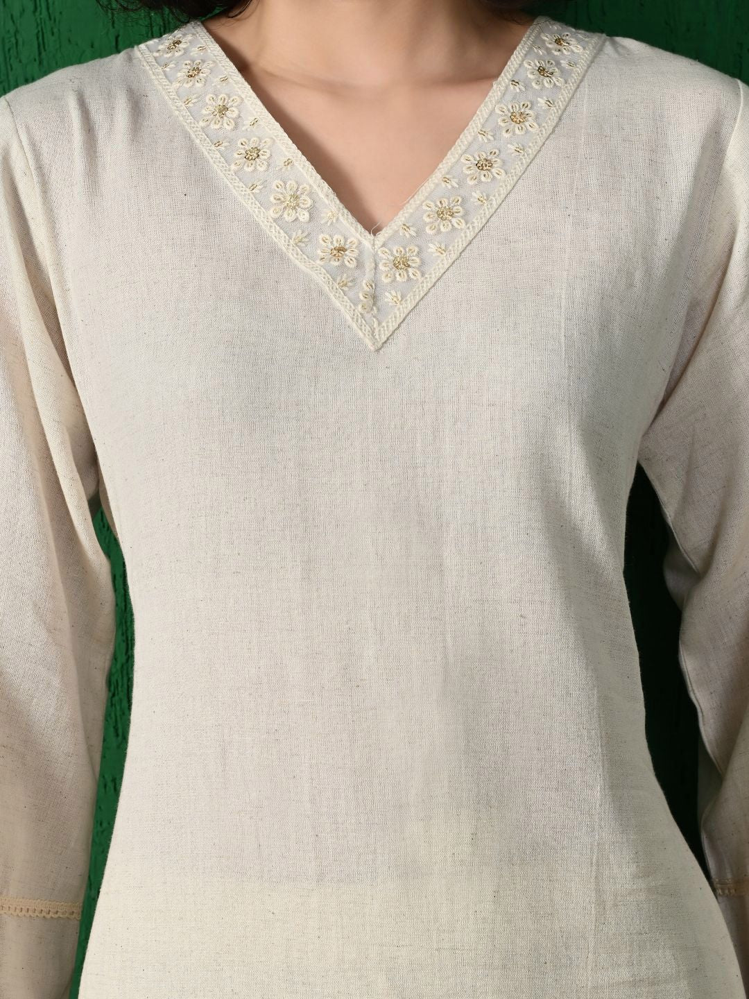 Sangria Embroidered Pure Cotton A-Line Kurta - Distacart