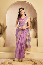 Thumbnail for Vastranavya Onion Pink Digital Printed Linen Ready To Wear Pocket Saree with Unstitched Blouse - Distacart