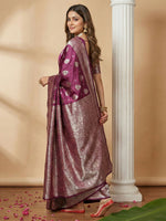 Thumbnail for Shree Shyam Fashion Purple Silk Blend Saree - Distacart