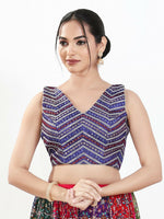 Thumbnail for Joban Fashion Purple Silk Padded Blouse With V Neck Sleeveless - Distacart