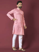 Thumbnail for Anaita Pink Solid Soft Jacquard Silk Straight Kurta - Distacart