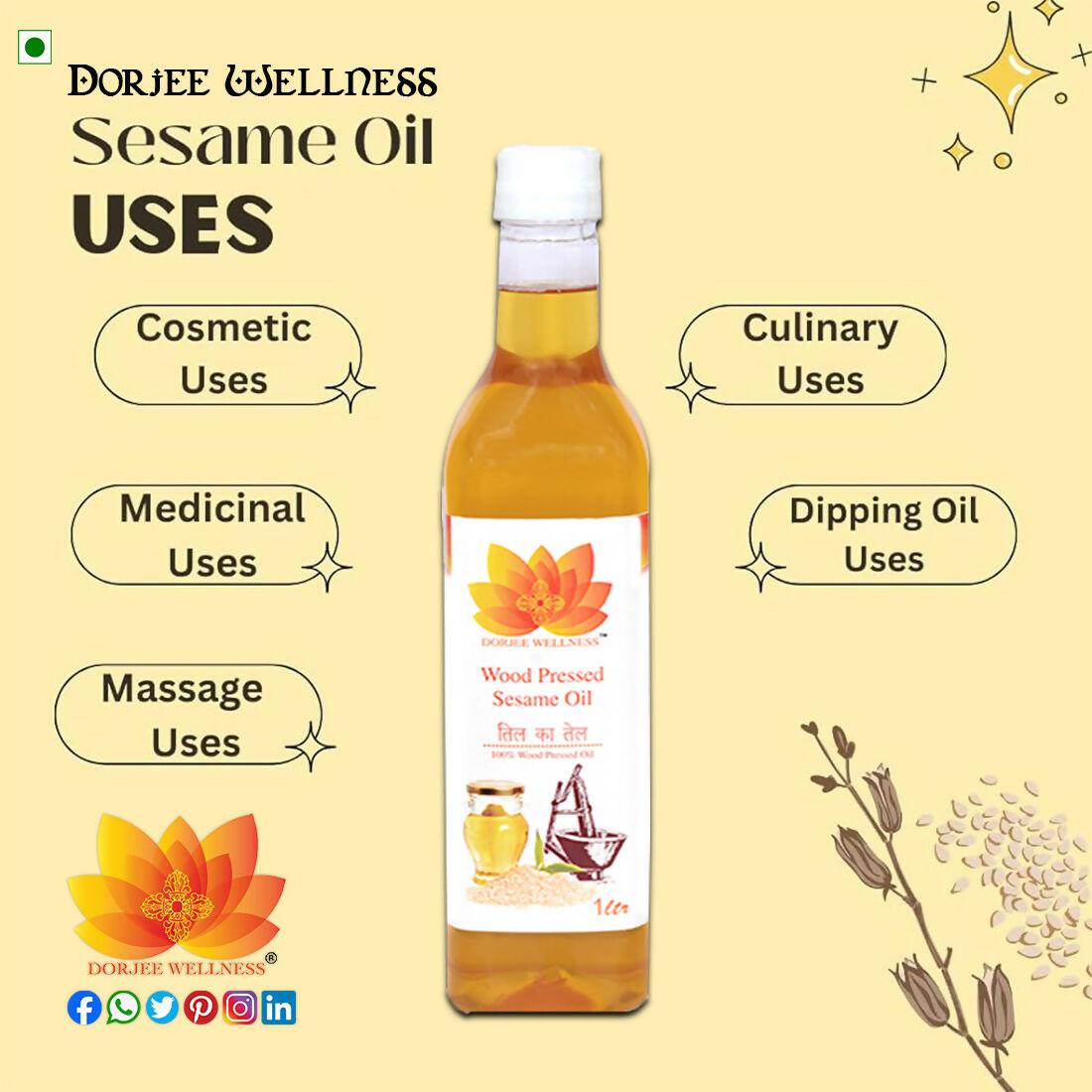 Dorjee Wellness Wood Pressed Sesame Oil - Distacart