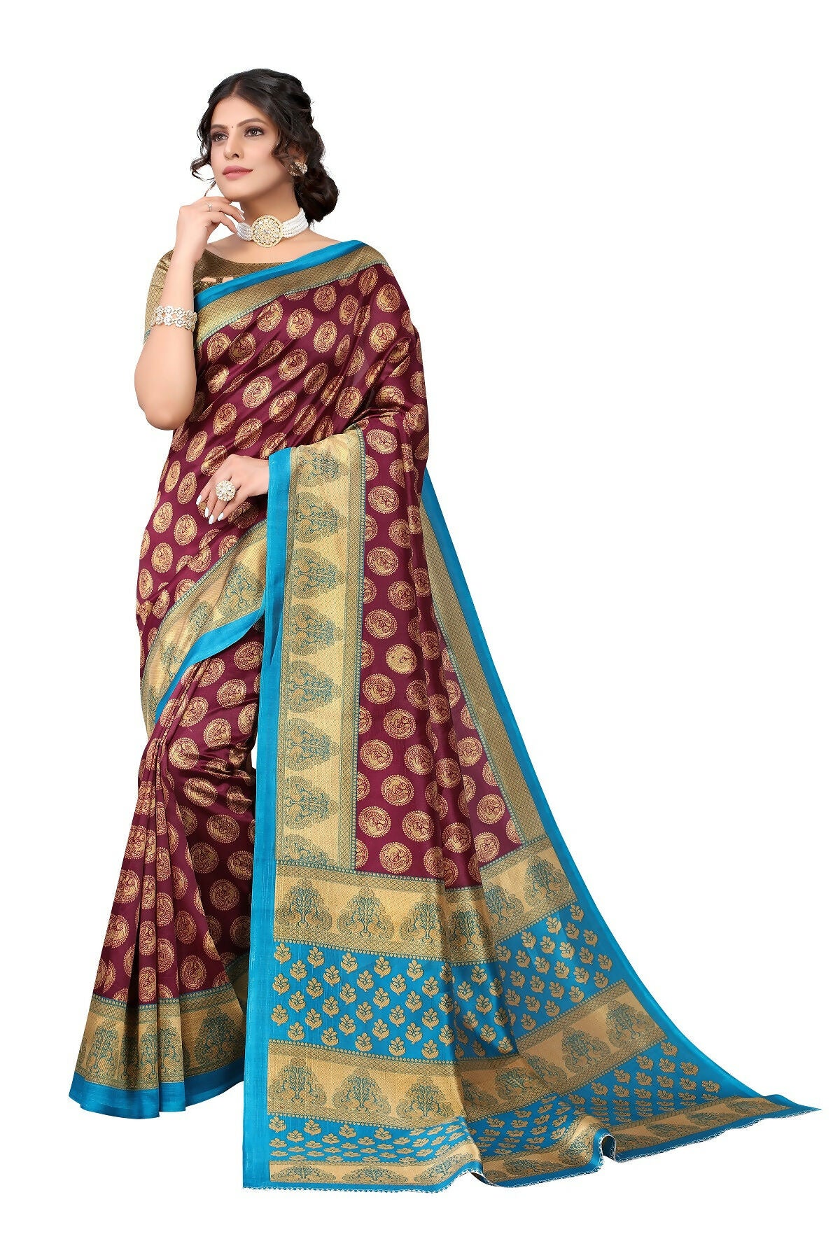 Vamika purple Printed Art Silk Saree - Distacart