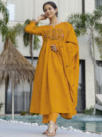 Thumbnail for The52 Women's Beautiful Cotton Fabric Thread Work Straight Kurta Pant and Dupatta Set - Distacart