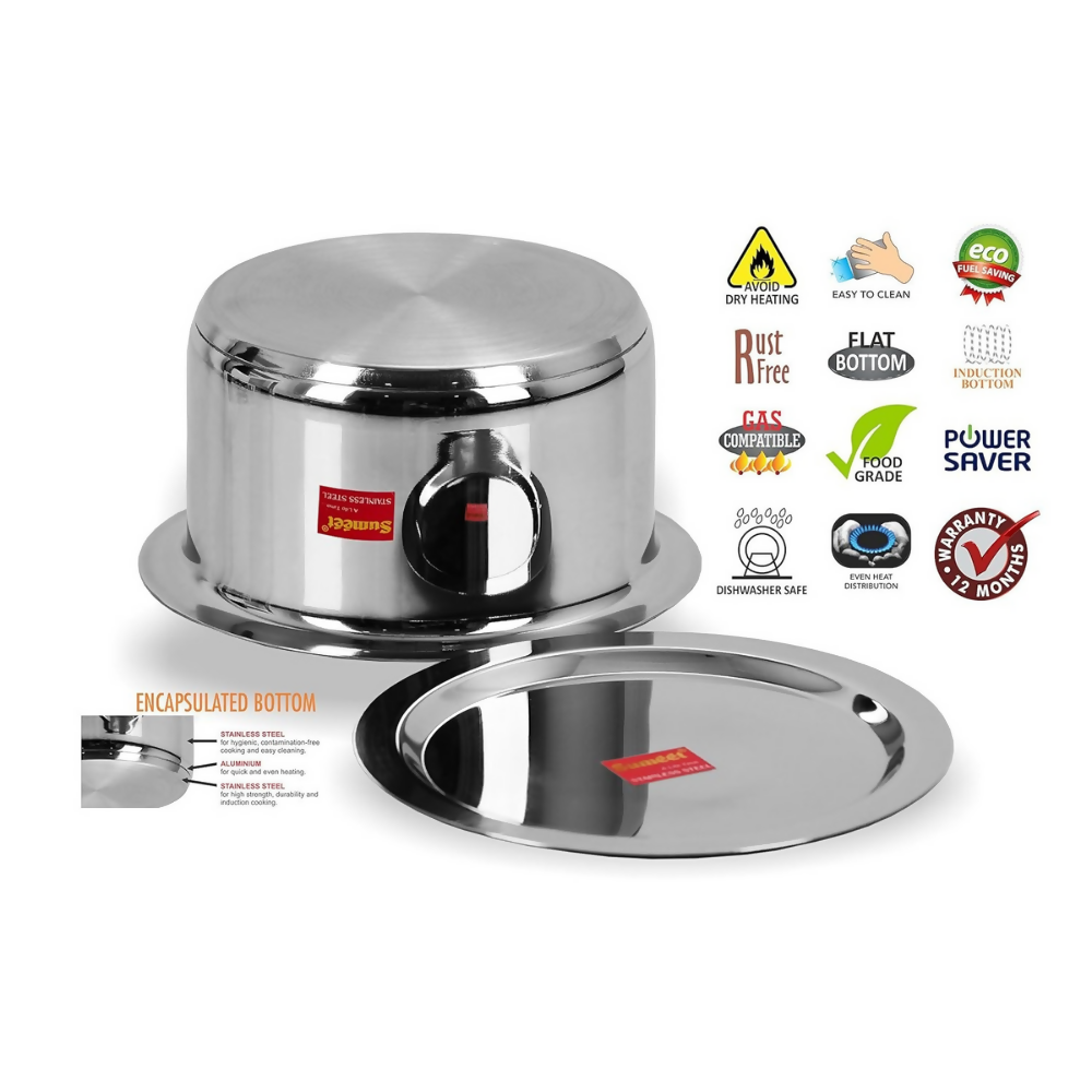 Sumeet Stainless Steel Encapsulated Bottom Induction & Gas Stove Friendly Container - Dista