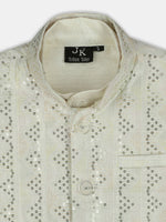 Thumbnail for Joban Fashion Kids Island Elegance Sequence work Nehru Jacket Full Sleeves Kurta, Pyjama Set - Cream - Distacart