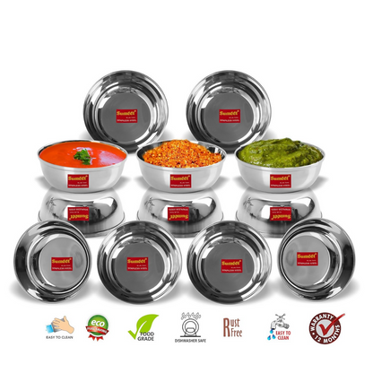 Sumeet Stainless Steel Heavy Gauge Bowl Wati Set - 200 ml - Dista