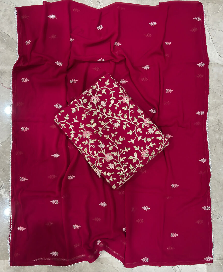 KC Rani Pink Straight Suit For Women Georgette Fabric - Dista