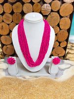 Thumbnail for Inhanns Vibrant Handmade 20 Layers Beaded Necklace With Matching Earrings - Pink - Distacart