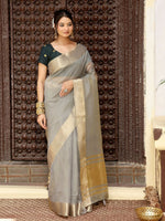 Thumbnail for Astita Grey Cotton Saree