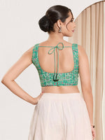 Thumbnail for Joban Fashion Sea Green Viscose Rayon Padded Blouse With Square Neck Sleeveless - Distacart
