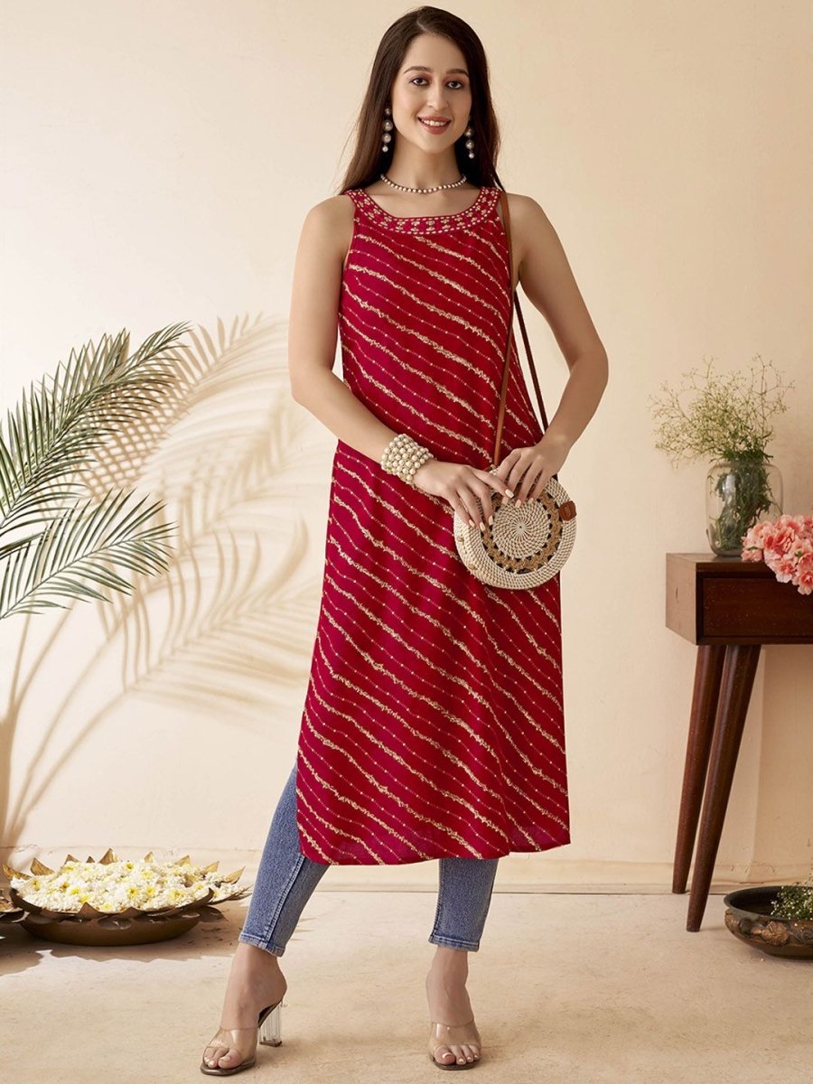 Anouk leheriya Printed Straight Kurta - Distacart