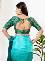 Thumbnail for Joban Fashion Rama Green Brocade Padded Blouse With Sweetheart Neck Elbow Sleeves - Distacart