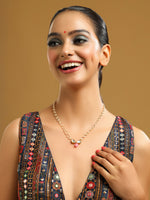 Thumbnail for Ruby Raang Kundan and Pink Stone Necklace