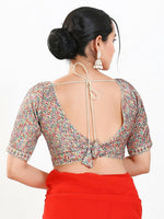 Thumbnail for Joban Fashion Multi Mulberry Silk Padded Blouse With V Neck Elbow Sleeves - Distacart
