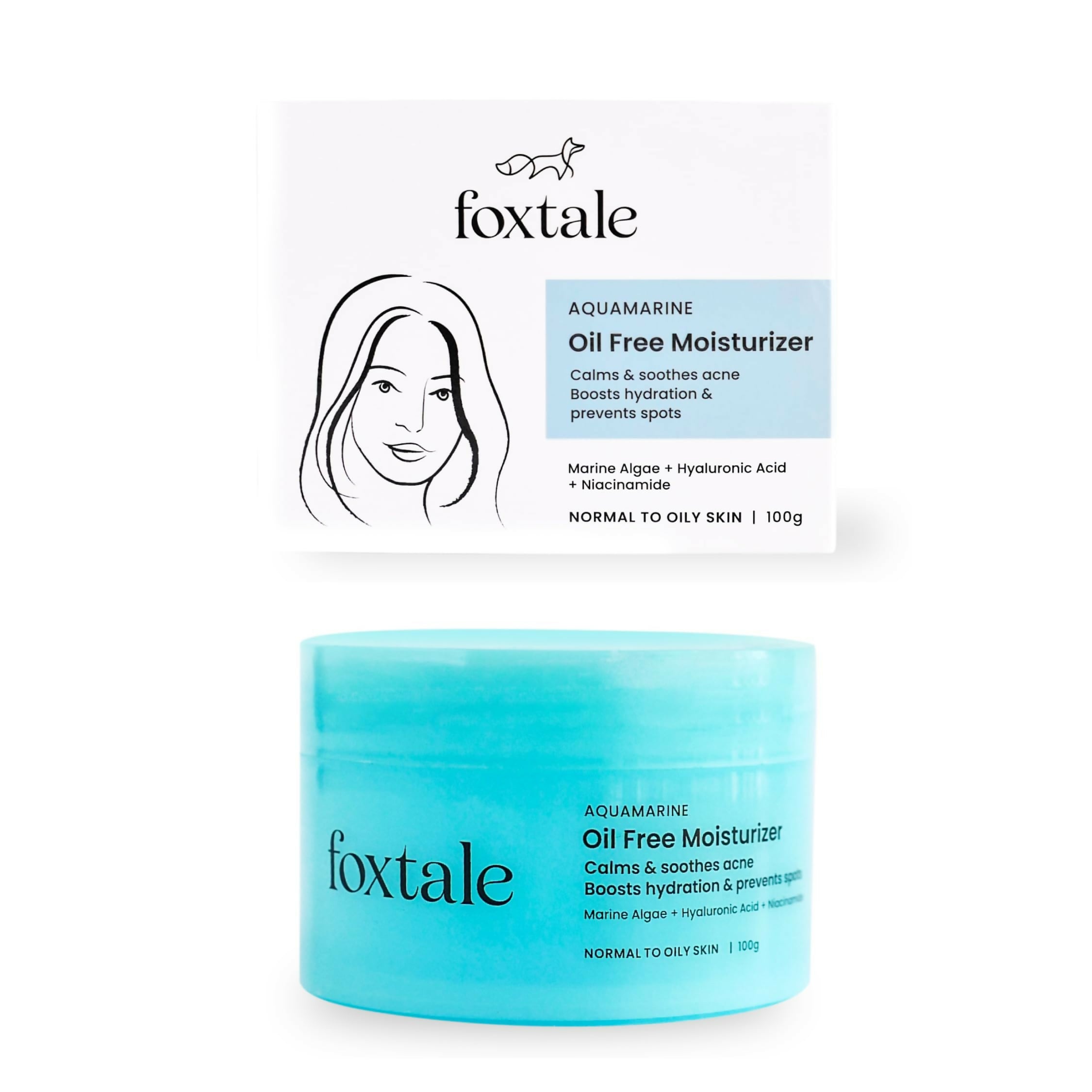 Foxtale Oil-Free Gel Moisturizer with Hyaluronic Acid & Niacinamide - Boosts Hydration, Brightens Skin, Soothes Acne - Distacart