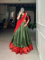 Thumbnail for Vastranavya South Indian Style Lehenga Choli - Green - Distacart