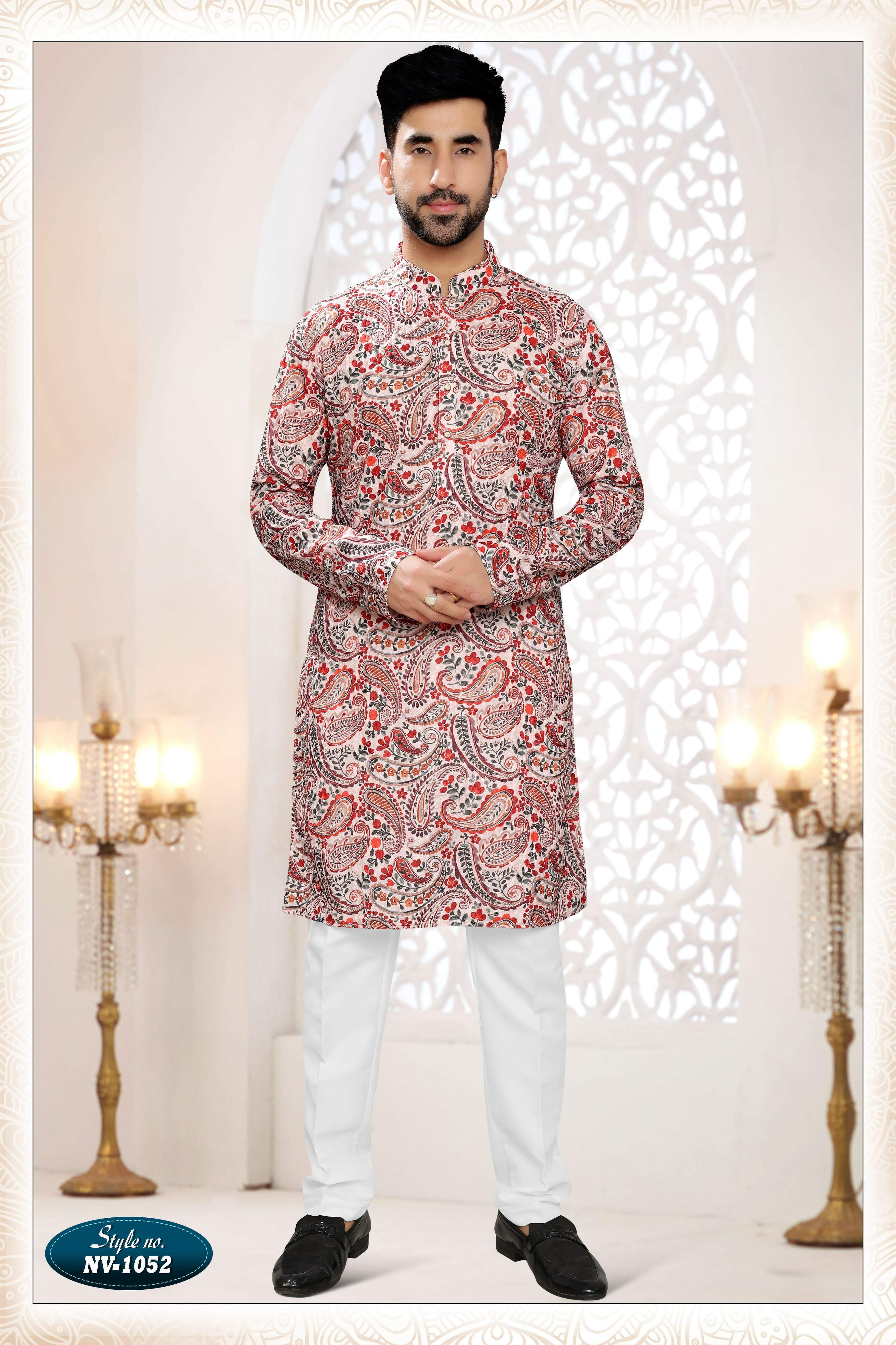 Joban Fashion Men's Cream Straight Rayon Thread And Sequence Embroidery All Over Kurta Set - Distacart