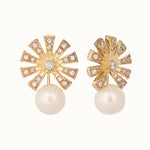 Thumbnail for Nuyug 22K Gold-Plated Pearl Drop Zircon Floral Shaped Mini Stud Earrings - Distacart