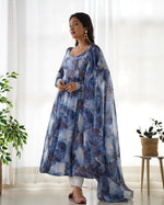 Thumbnail for Joban Fashion Navy Blue Kurta Set Organza Sequin Embroidery Work - Distacart
