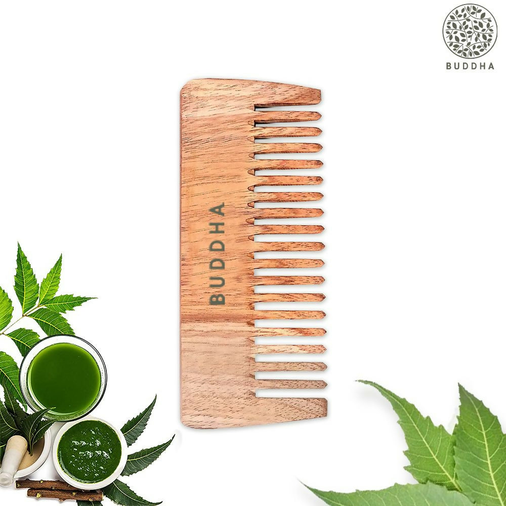 Buddha Natural Neem Wood Wide Tooth Shampoo Comb - Distacart