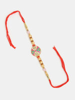 Thumbnail for NVR Women & Men Set of 2 Multicolor Artificial beads Bhaiya Bhabhi Rakhi With Roli Chawal & Chocolate - Distacart