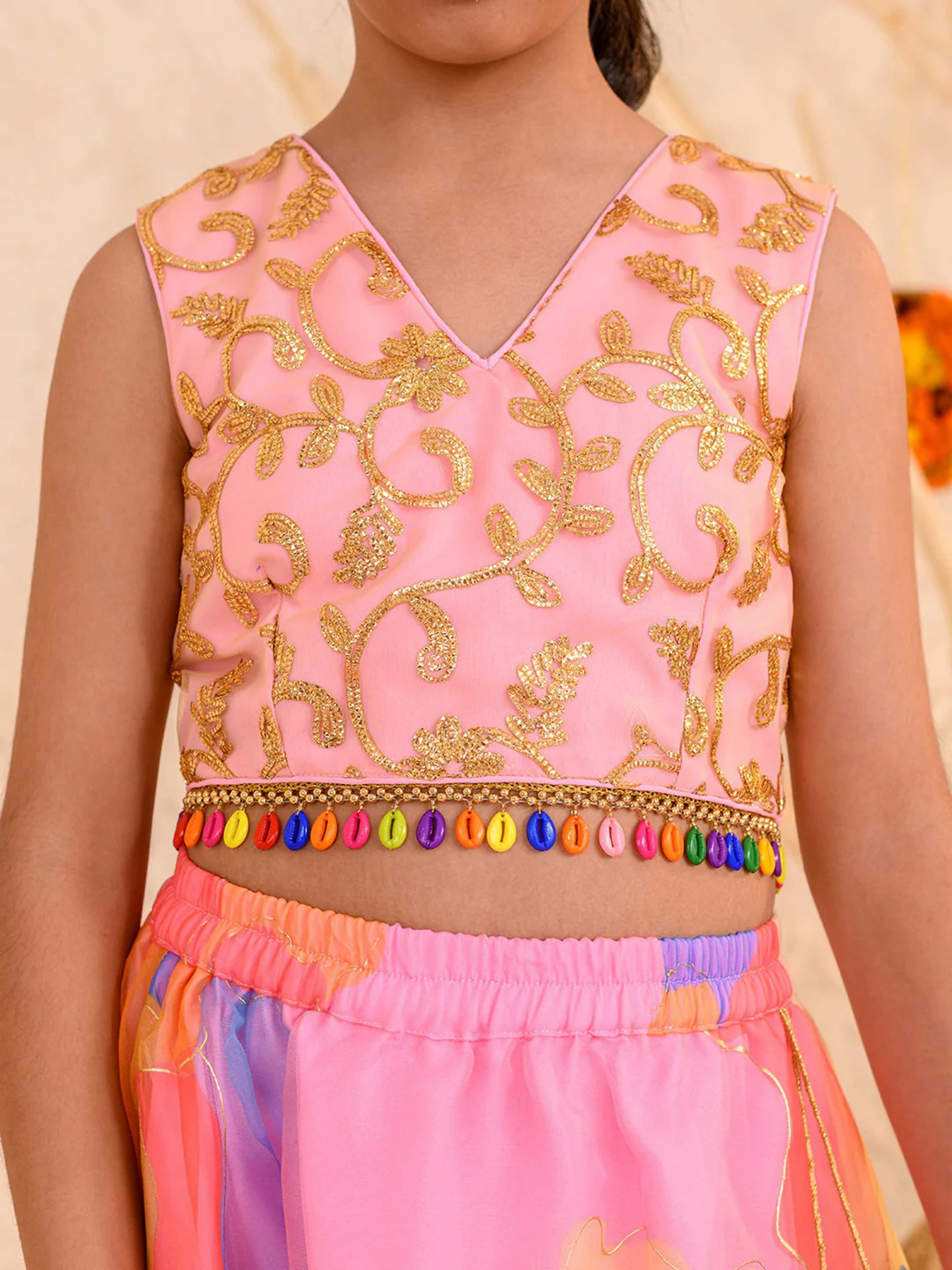 Joban Fashion Girl's Peach Color Lehenga Choli