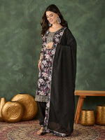 Thumbnail for The52 Women's Beautiful Embroidery Work Chinon silk Fabric Straight Kurta Pant and Dupatta Set - Distacart