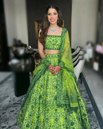 Thumbnail for Jyoti Fashion Green 3MM Sequin Jari Embroidered Malai Satin Silk Lehenga Choli with Dupatta - Distacart