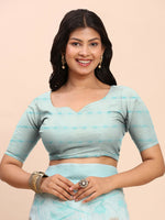 Thumbnail for Astita Linen Cotton Sky Blue Saree